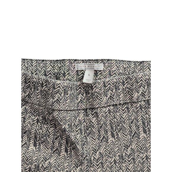 Dana Buchman Cropped Slacks Pants Size 12 Tan & Black Pattern Elastic Waist - Picture 2 of 4